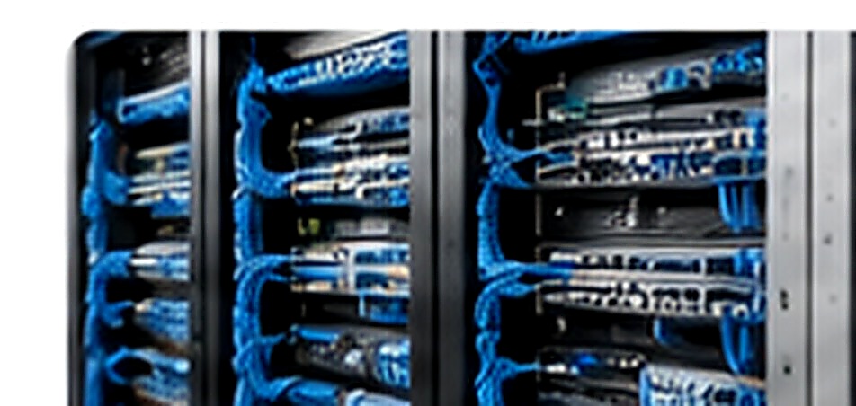 Telecom room MDF with patch panels, switches and organized cabling